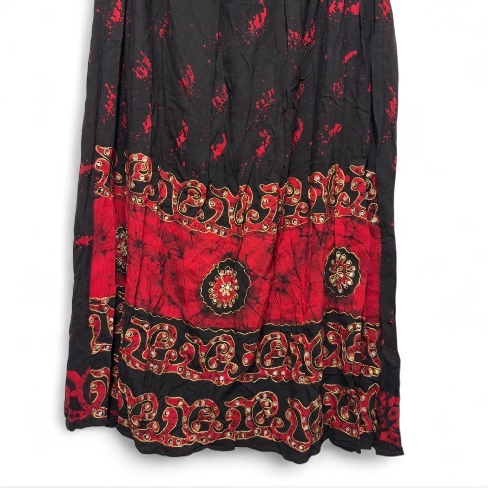 Neelam Fashions Boho Maxi Skirt Red Black Plus Size 1X/2X, Whimsigoth Festival - Picture 6 of 10